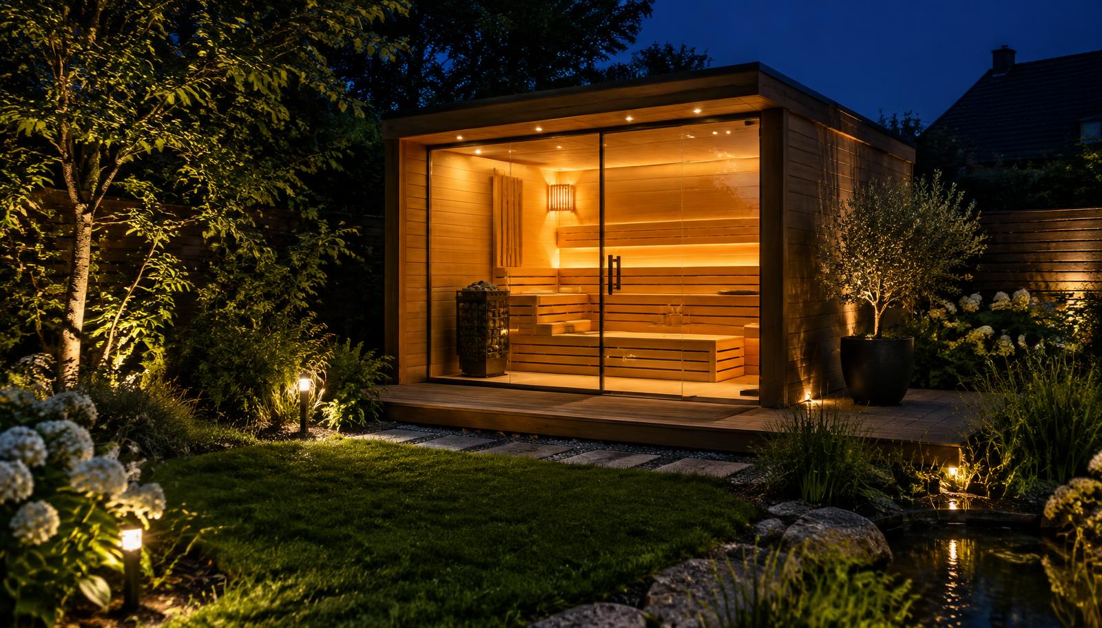 Gartensauna aus Holz für Gäste